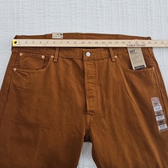 Levi's 501 Original Jeans Men's 40x29 Stretch Rust Brown Button Fly NWT Classic - Picture 7 of 16